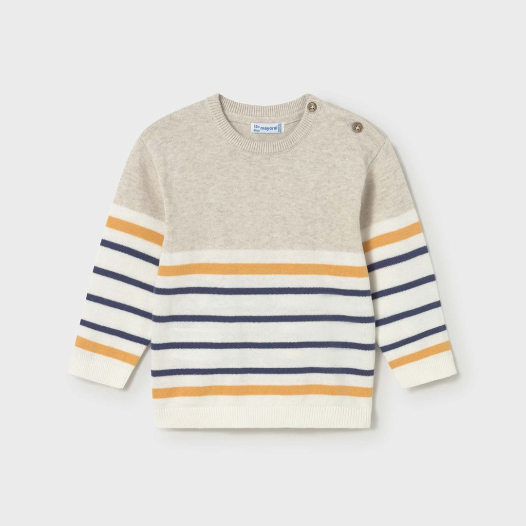 Oat Maize and Blue Knit Sweater