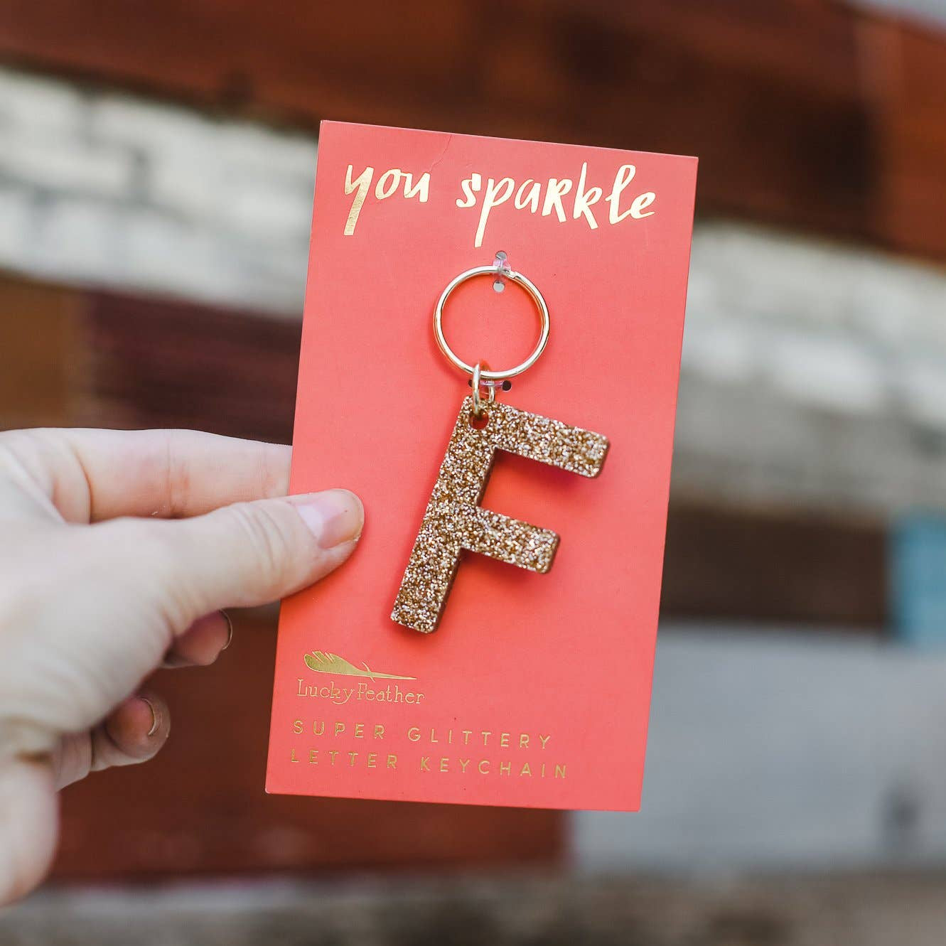 Glitter Letter Keychain - F