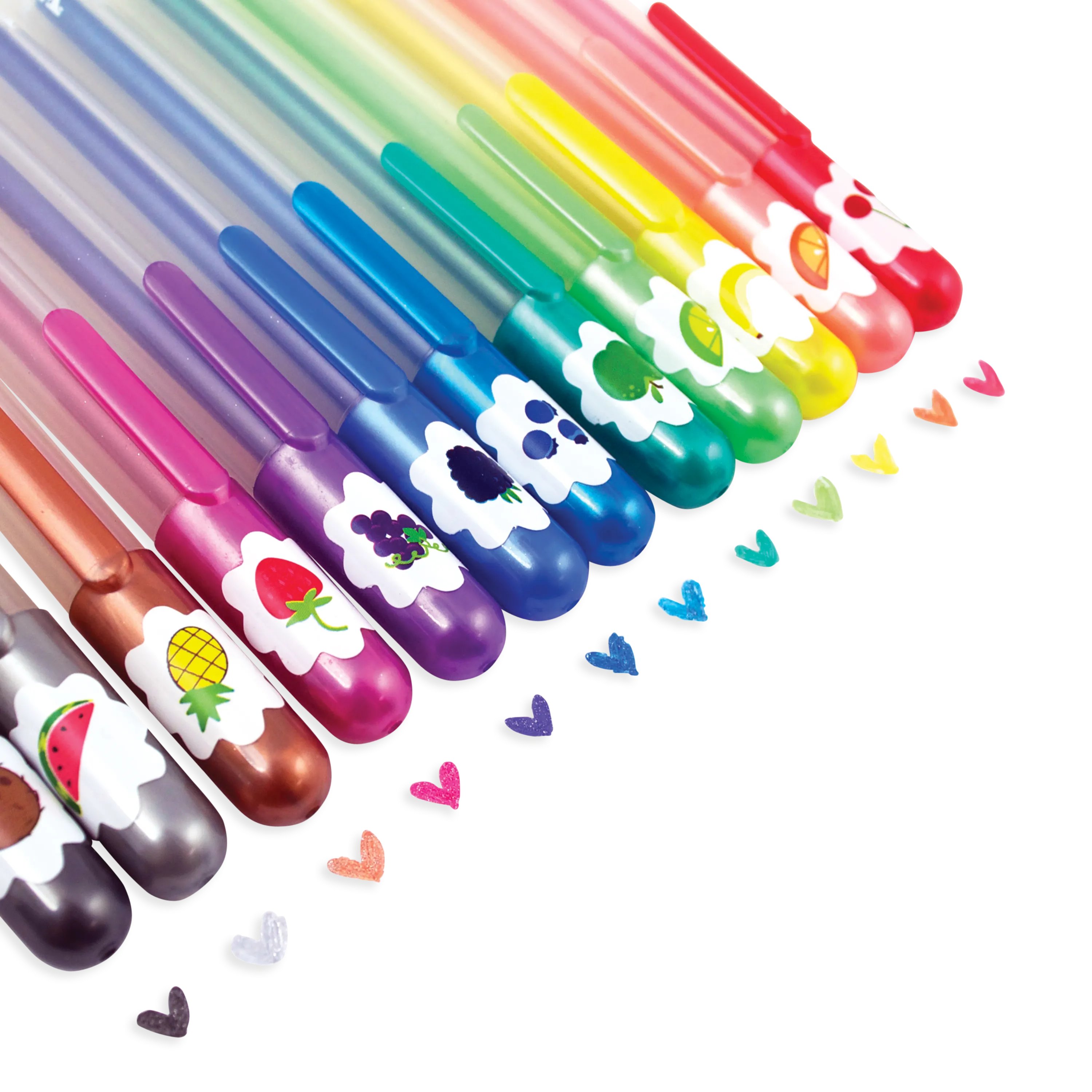 Scented Glitter Gel Pens - 12 Pack Fruity Colors for Kids | OOLY