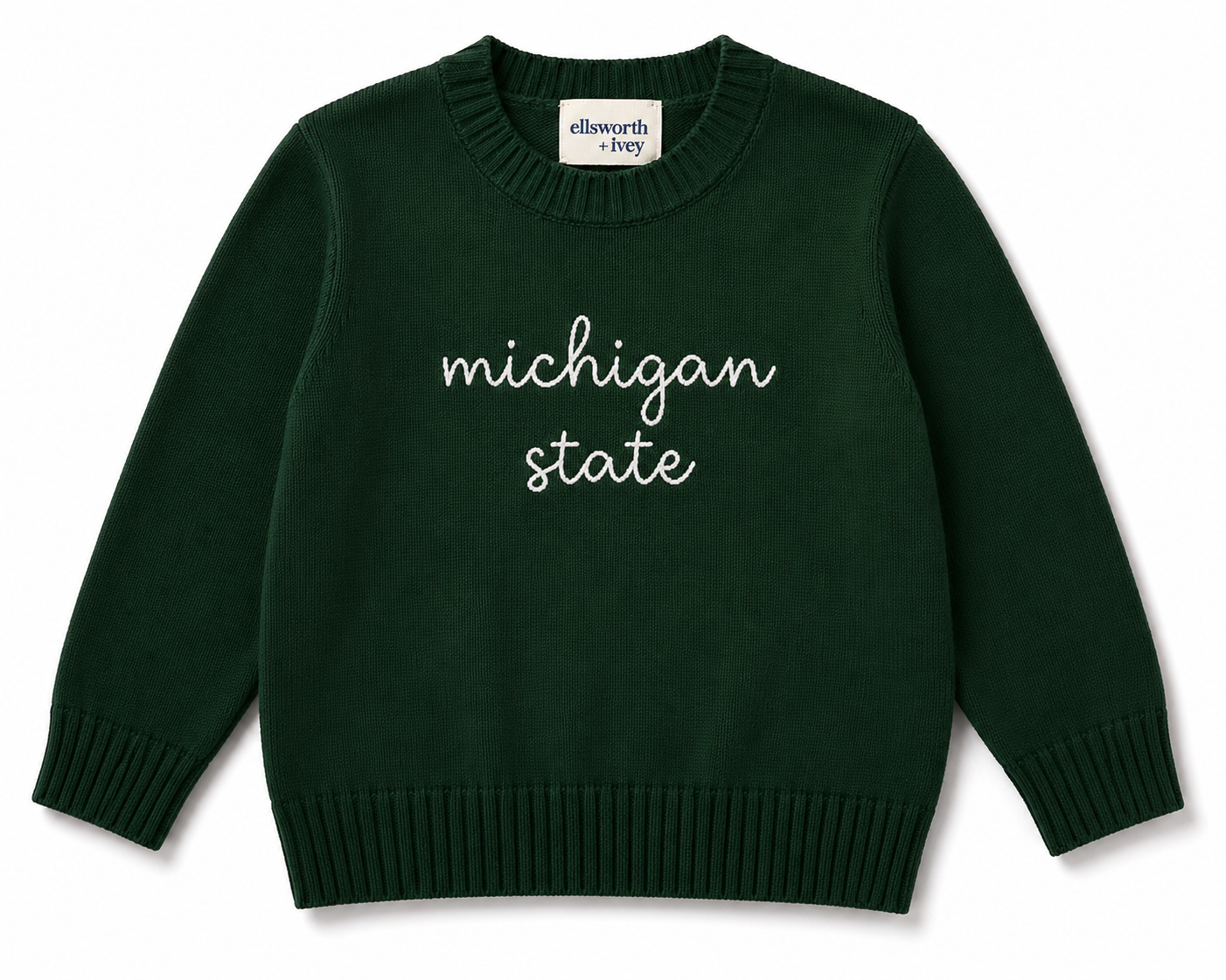 Green Michigan State Cursive Knit Sweater