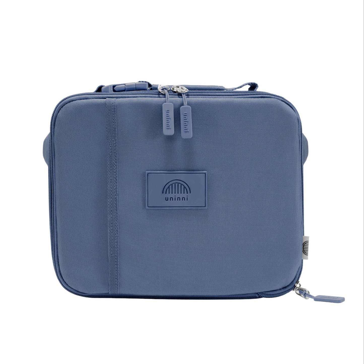 Blue travel bag with a visible brand logo on a white background