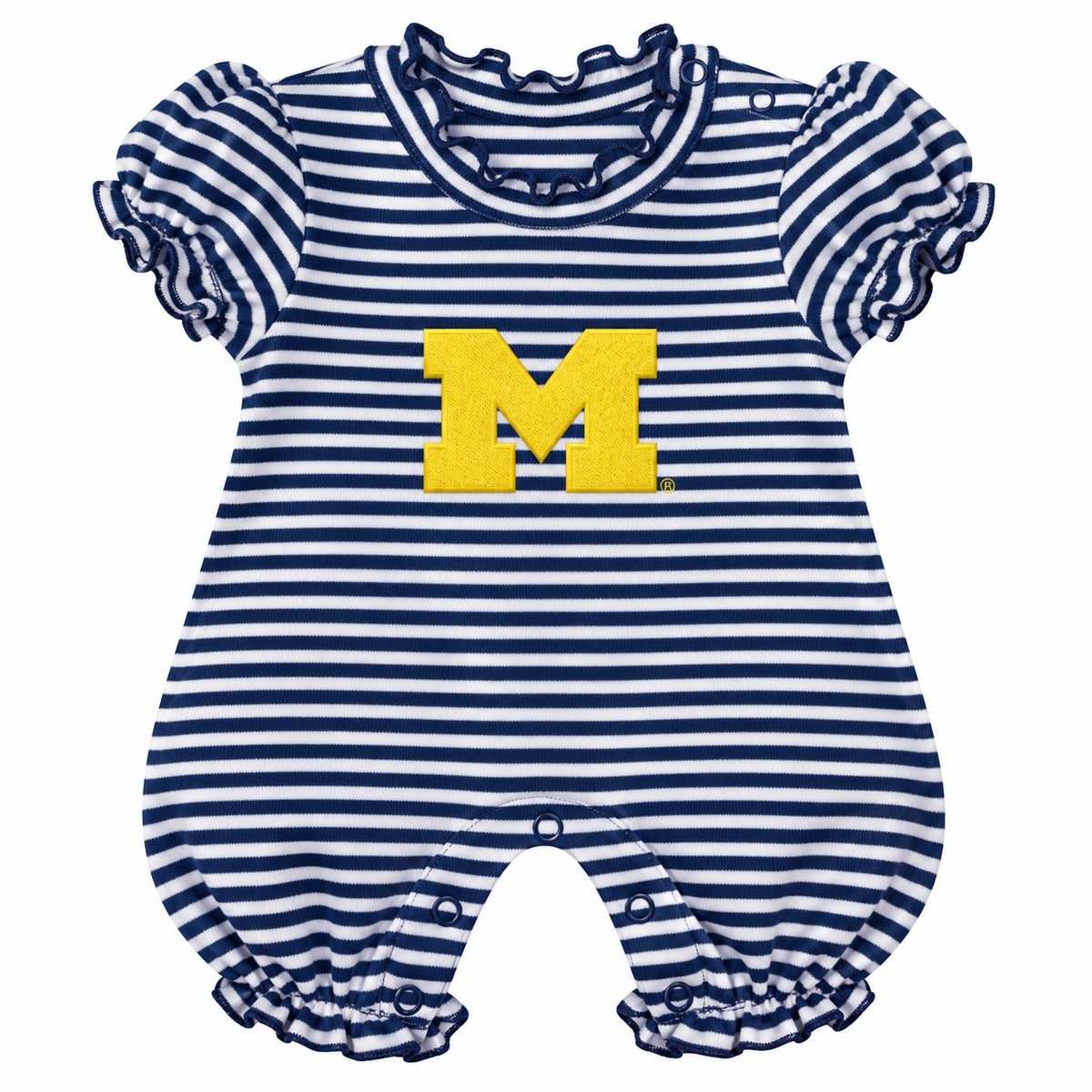 Michigan Wolverines Infant Striped Puff Sleeve Romper