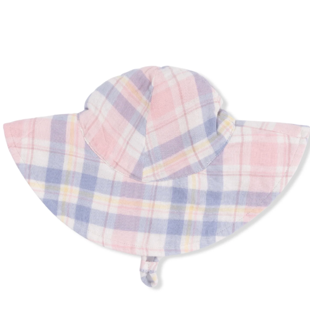 Dusty Plaid Wide Brim Sun Hat