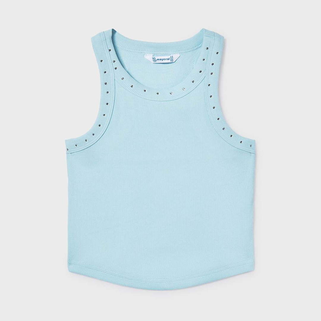 Aqua Ribbed Tank Top