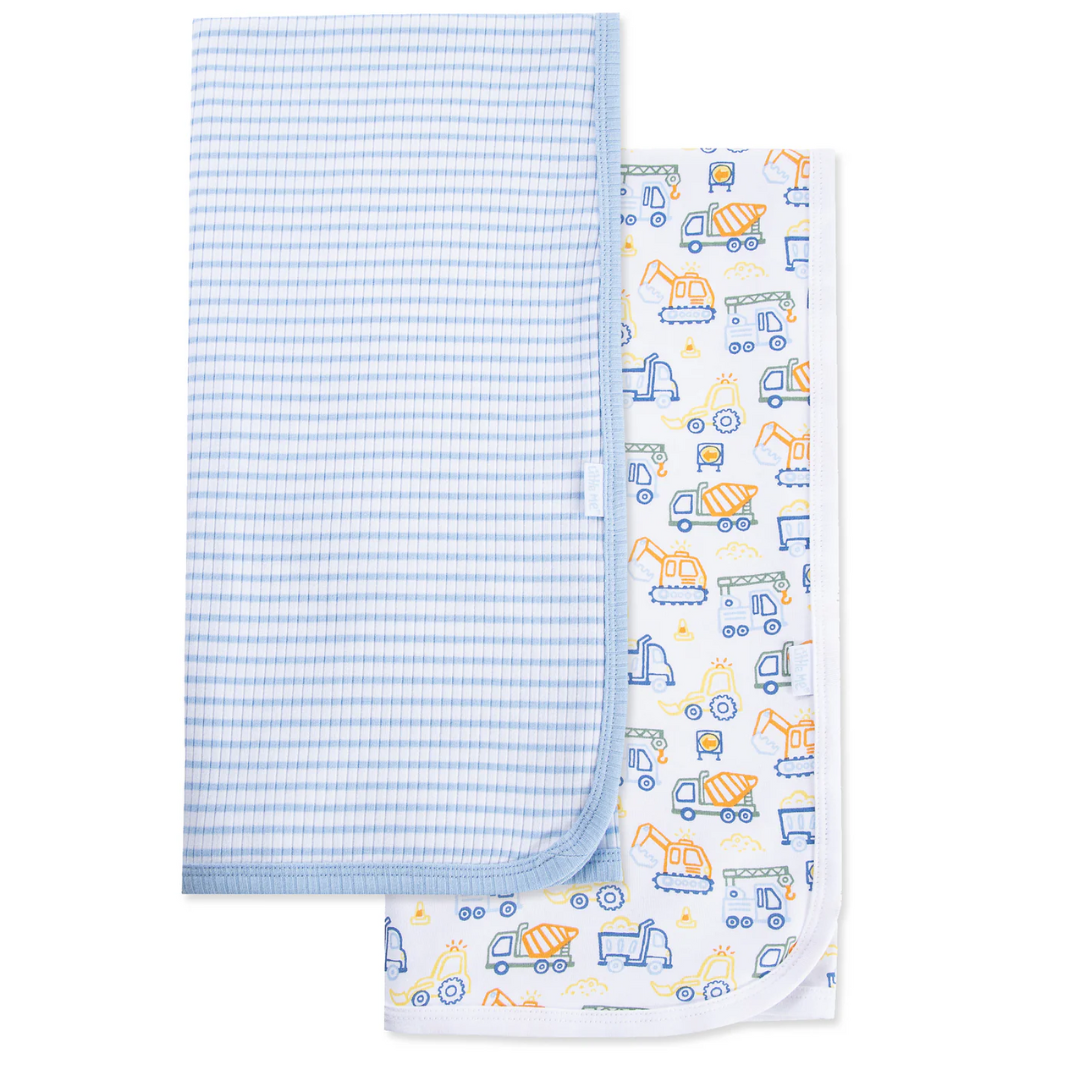 Blue Trucks 2 Pack Receiving Blankets