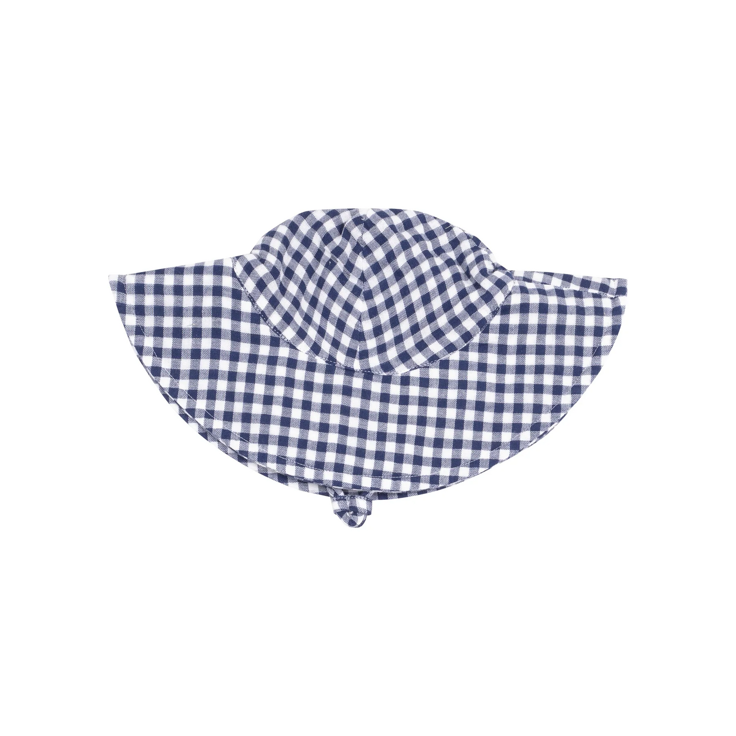 Navy Gingham Wide Brim Sunhat