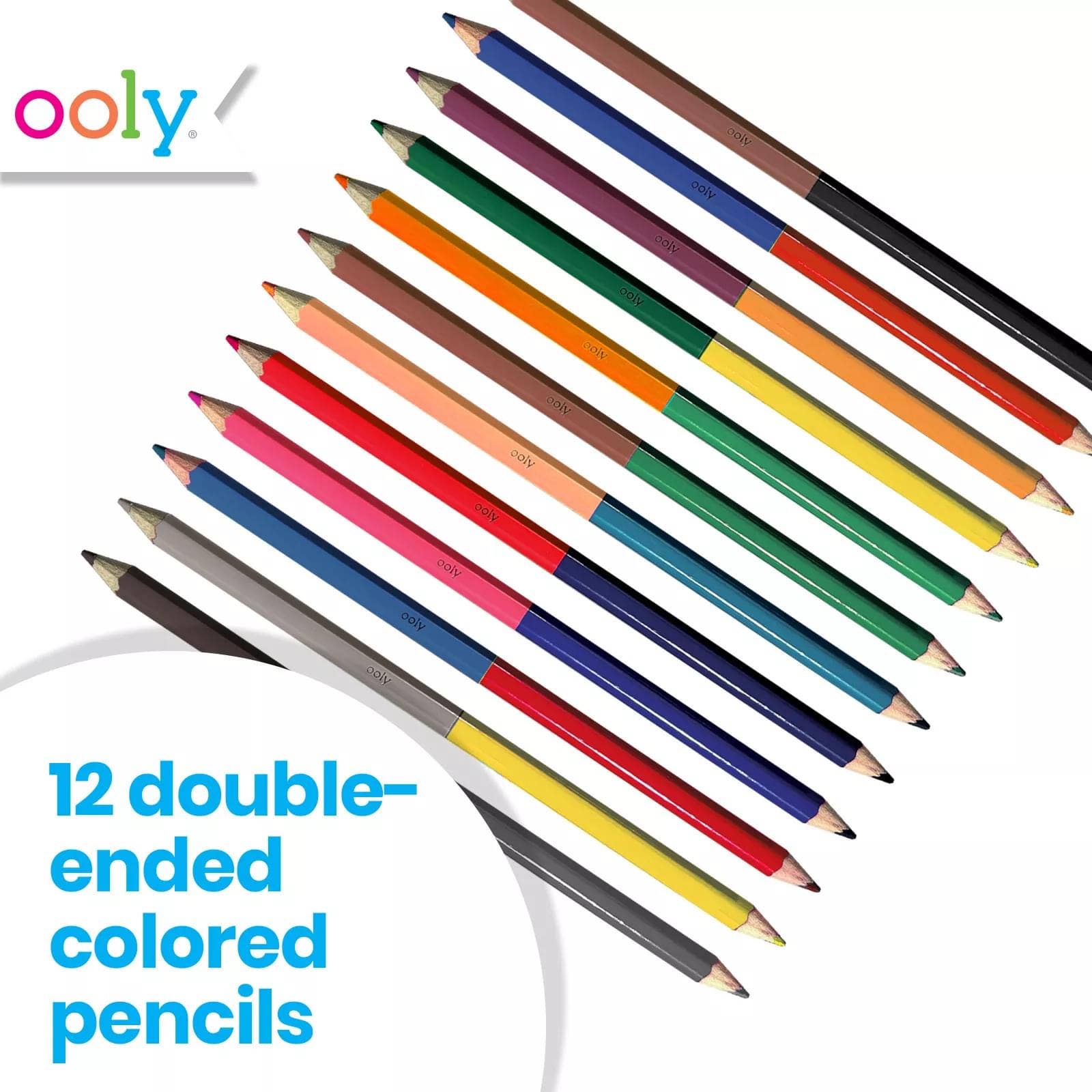 Double-Ended Colored Pencils - 12 Pencils 24 Colors for Kids | OOLY