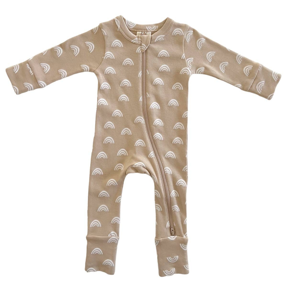 Tan Rainbow Organic 2-Way Zip Pajamas