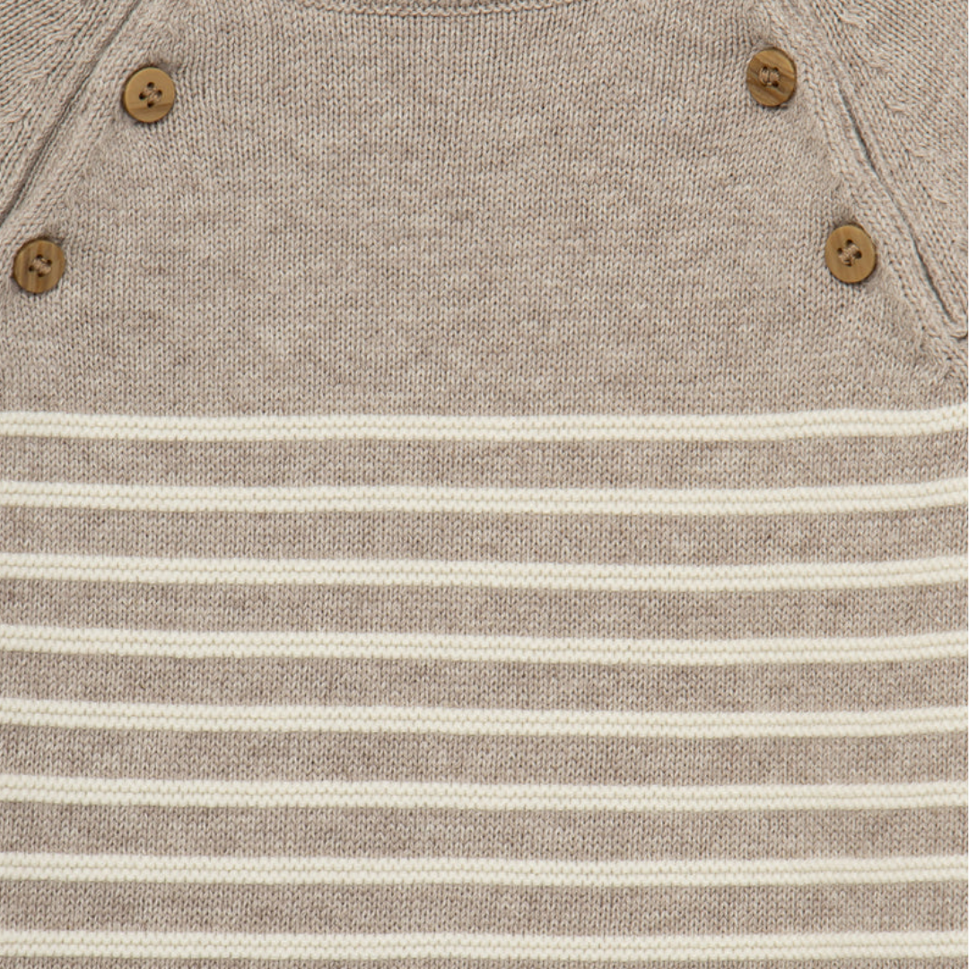 Tan Placed Stripe Sweater Coverall