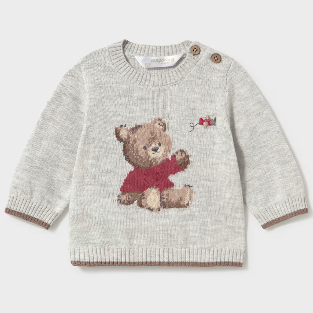Steam Melange Newborn Boy Jacquard Sweater