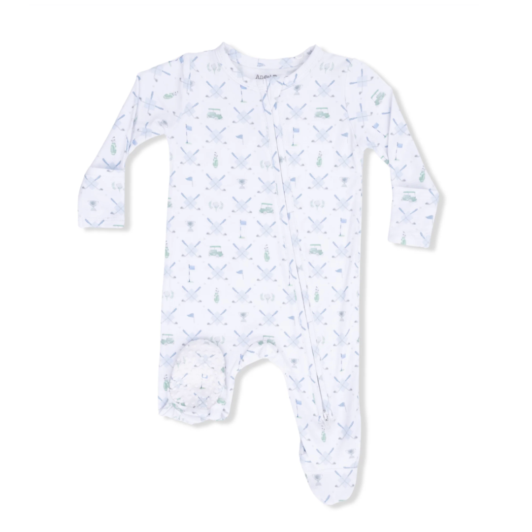 Golf Trellis Blue Zipper Footie
