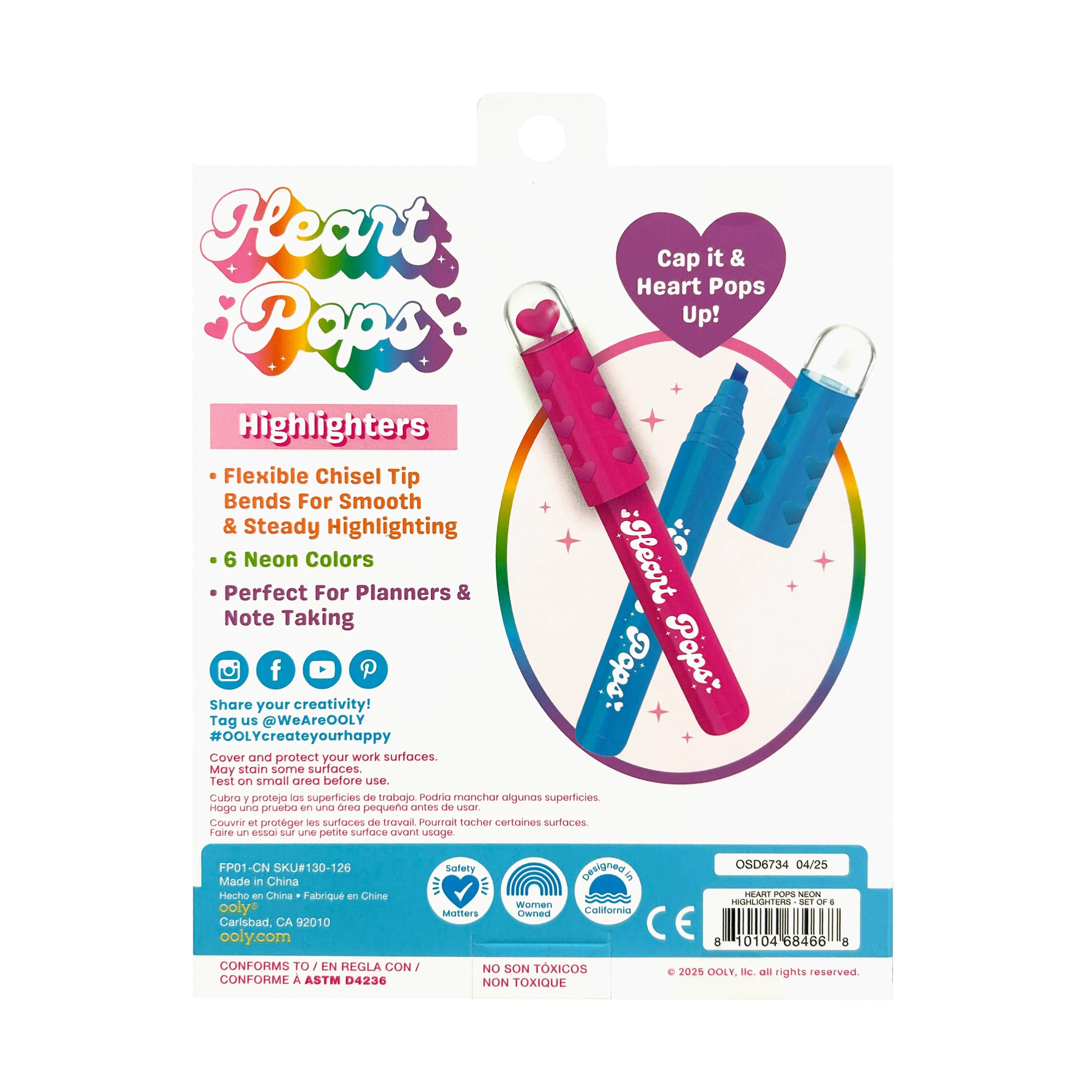 Heart Pops Neon Highlighters