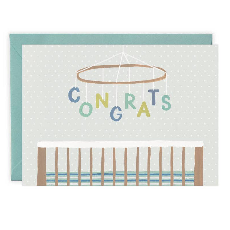 New Baby Congratulations Card - Baby Mobile | Gold Envelope
