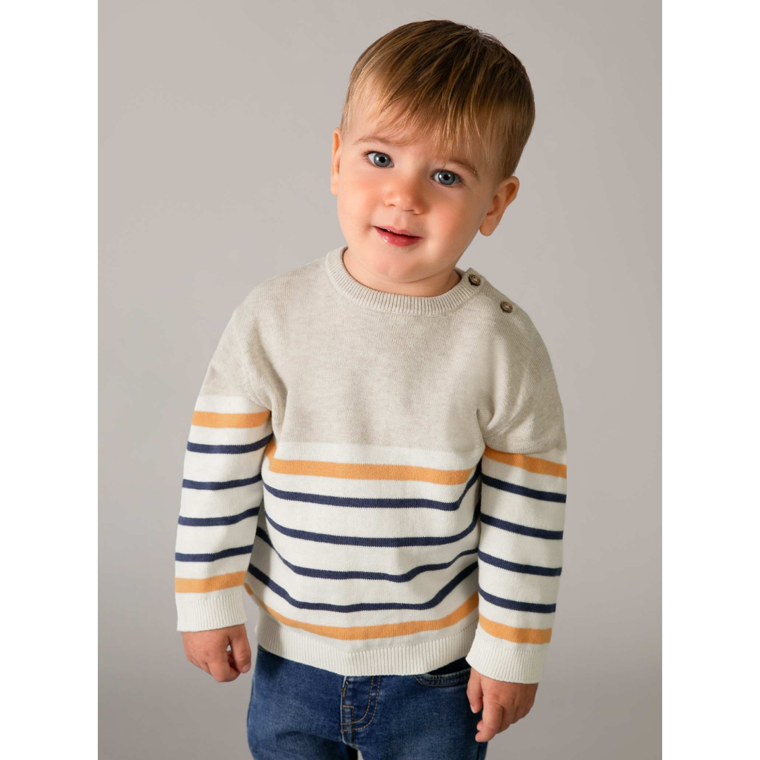 Oat Maize and Blue Knit Sweater