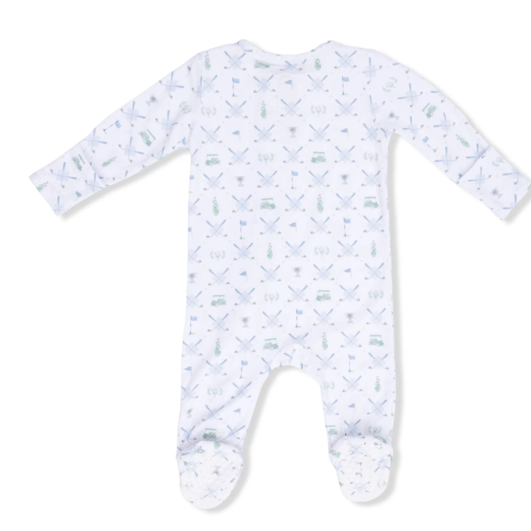 Golf Trellis Blue Zipper Footie