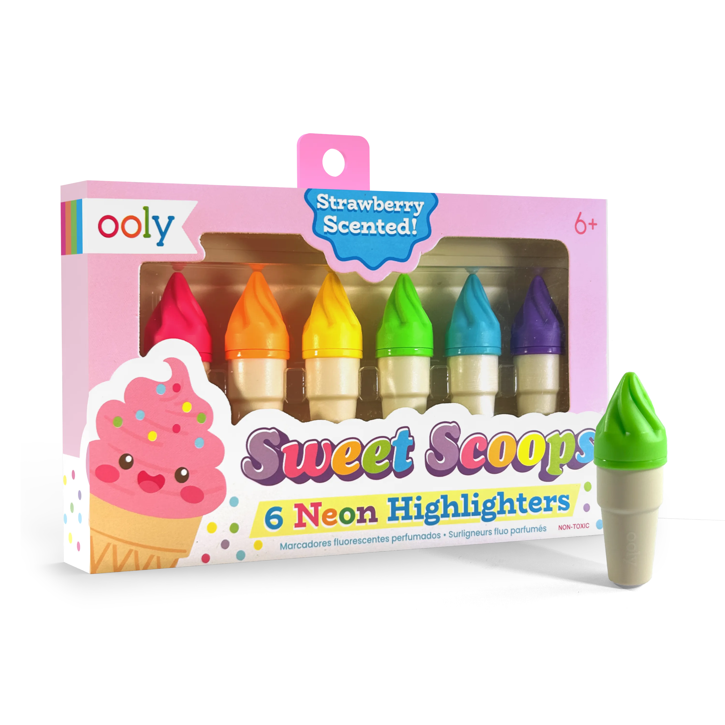 Sweet Scoops: Neon Highlighters - Strawberry Scent (Set of 6)