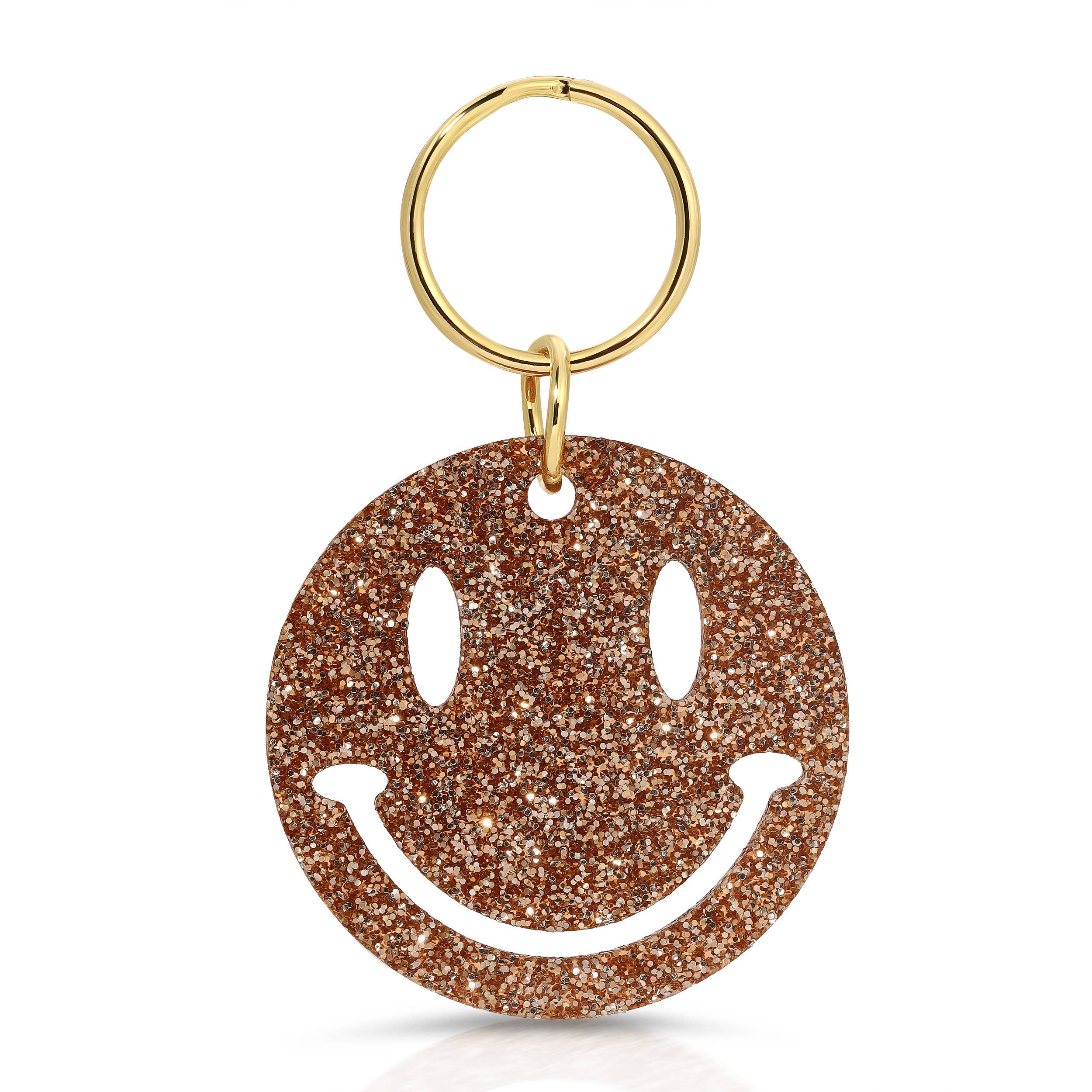 Smiley Face Glitter Keychain