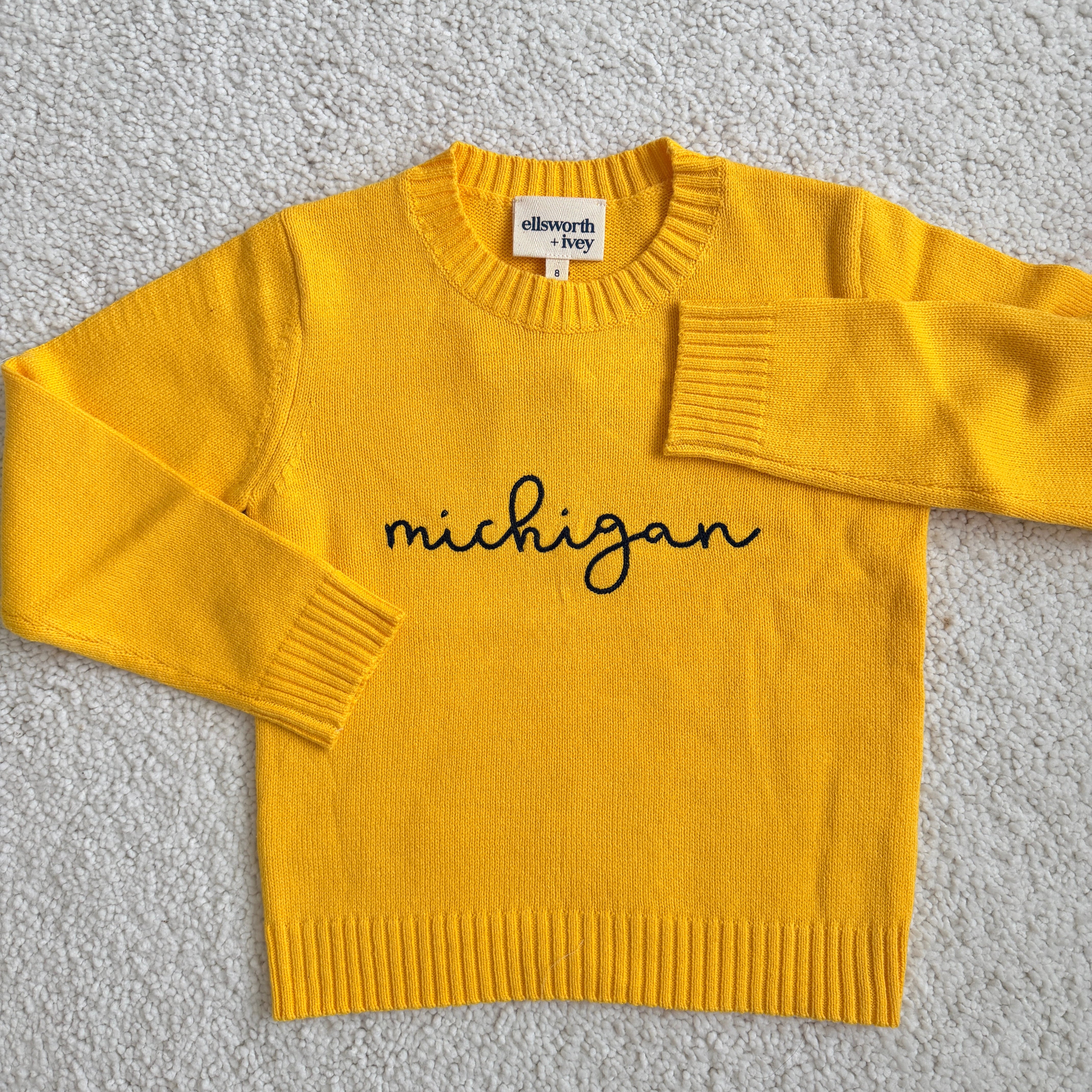 Maize Michigan Cursive Knit Sweater