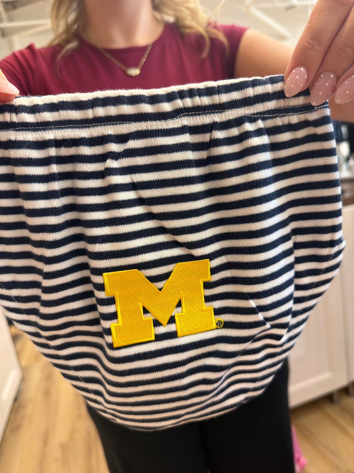 Michigan Wolverines Striped Game Day Dress With Bloomer