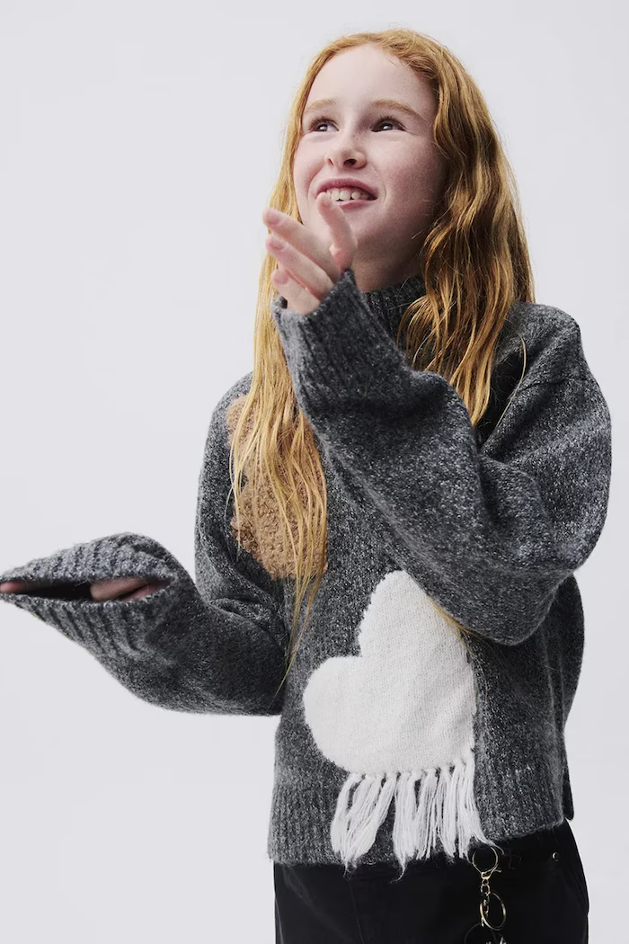 Grey Heart Sweater