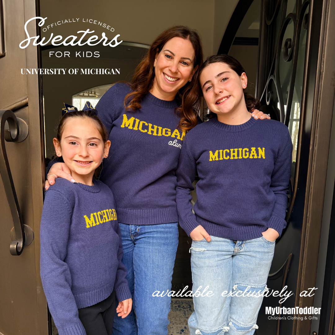 Navy Michigan Block Letters Knit Sweater