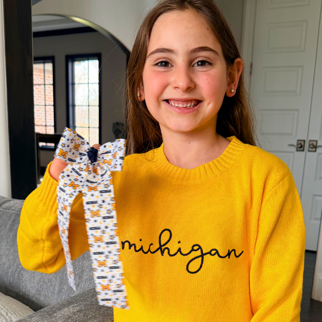 Maize Michigan Cursive Knit Sweater