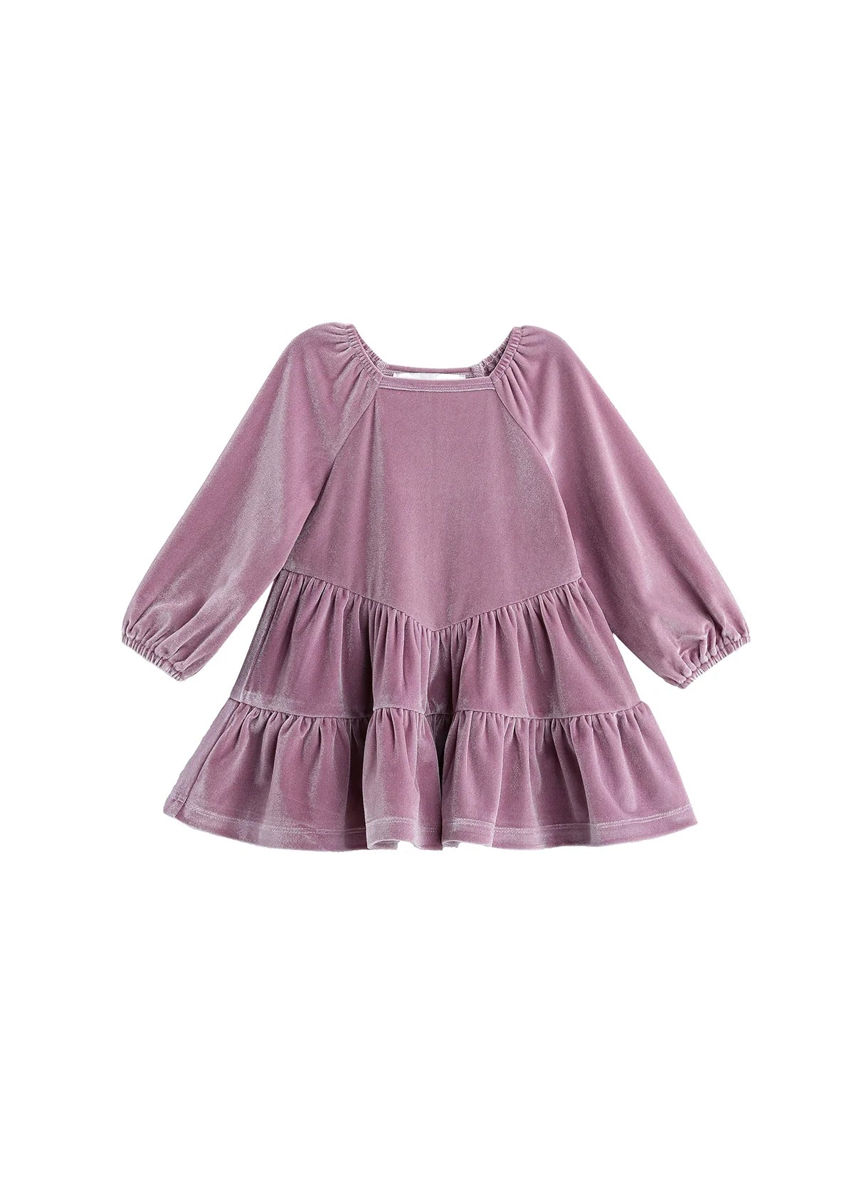 Sugarplum Sparkle Long Sleeve Raglan Tiered Velvet Dress