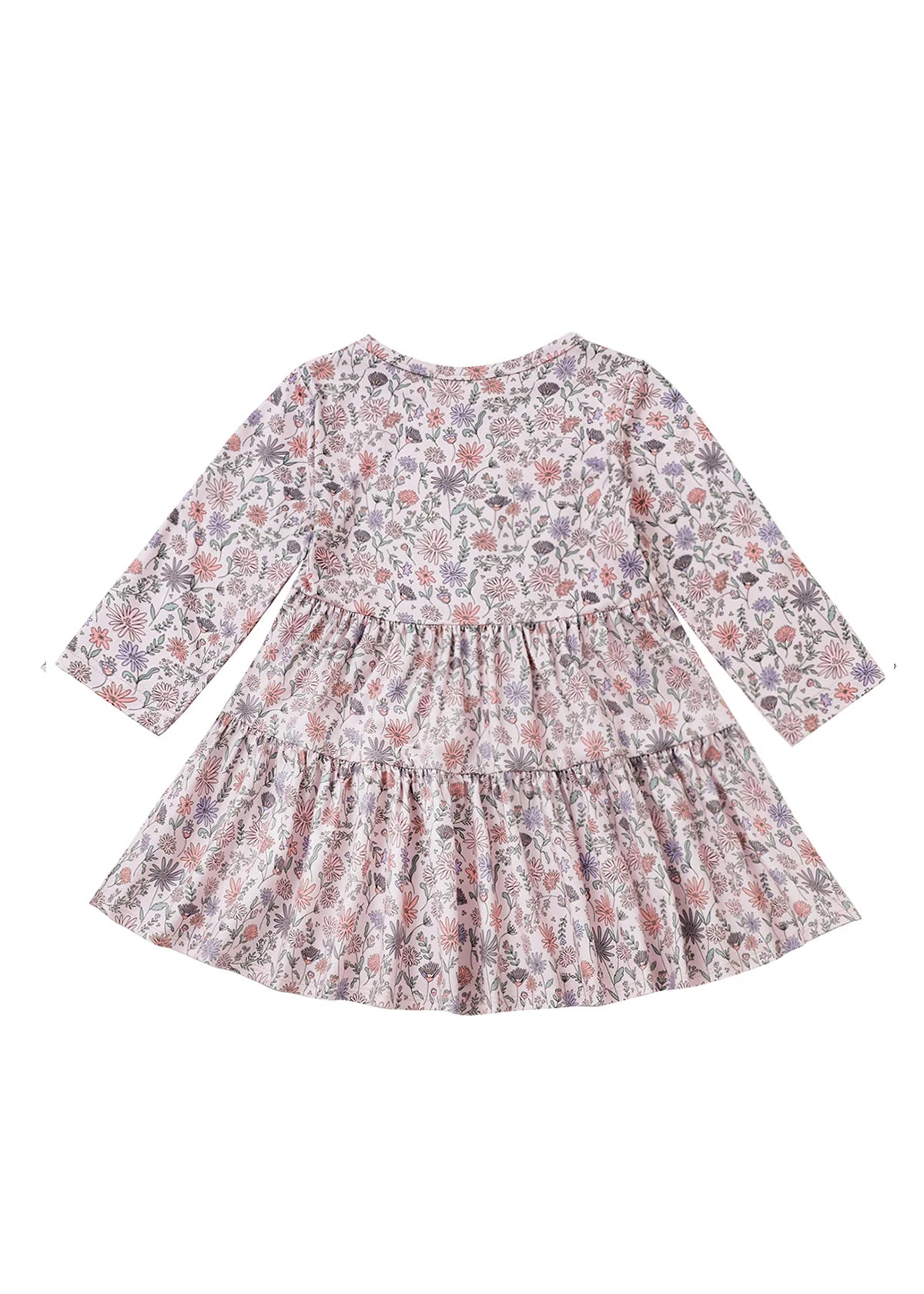 Whimsical Wildflower Long Sleeve Floral Tiered Dress