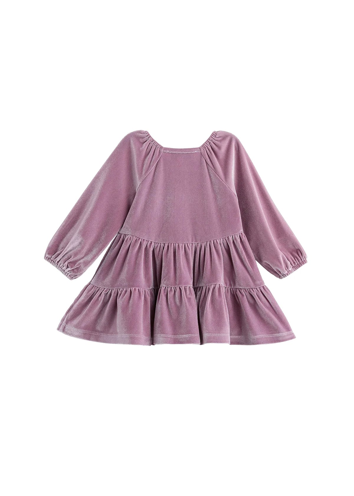 Sugarplum Sparkle Long Sleeve Raglan Tiered Velvet Dress