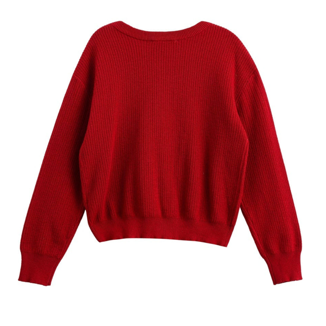 Winterberry Ribbed Long Sleeve Button Front Cardigan Sweater