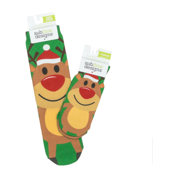 Red Nose Reindeer Crew Socks