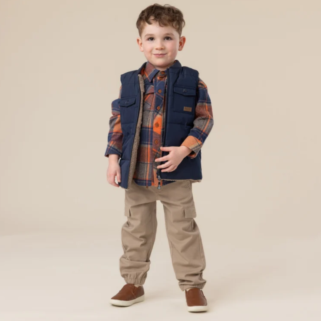 Navy Blue Reversible Sleeveless Quilted Jacket