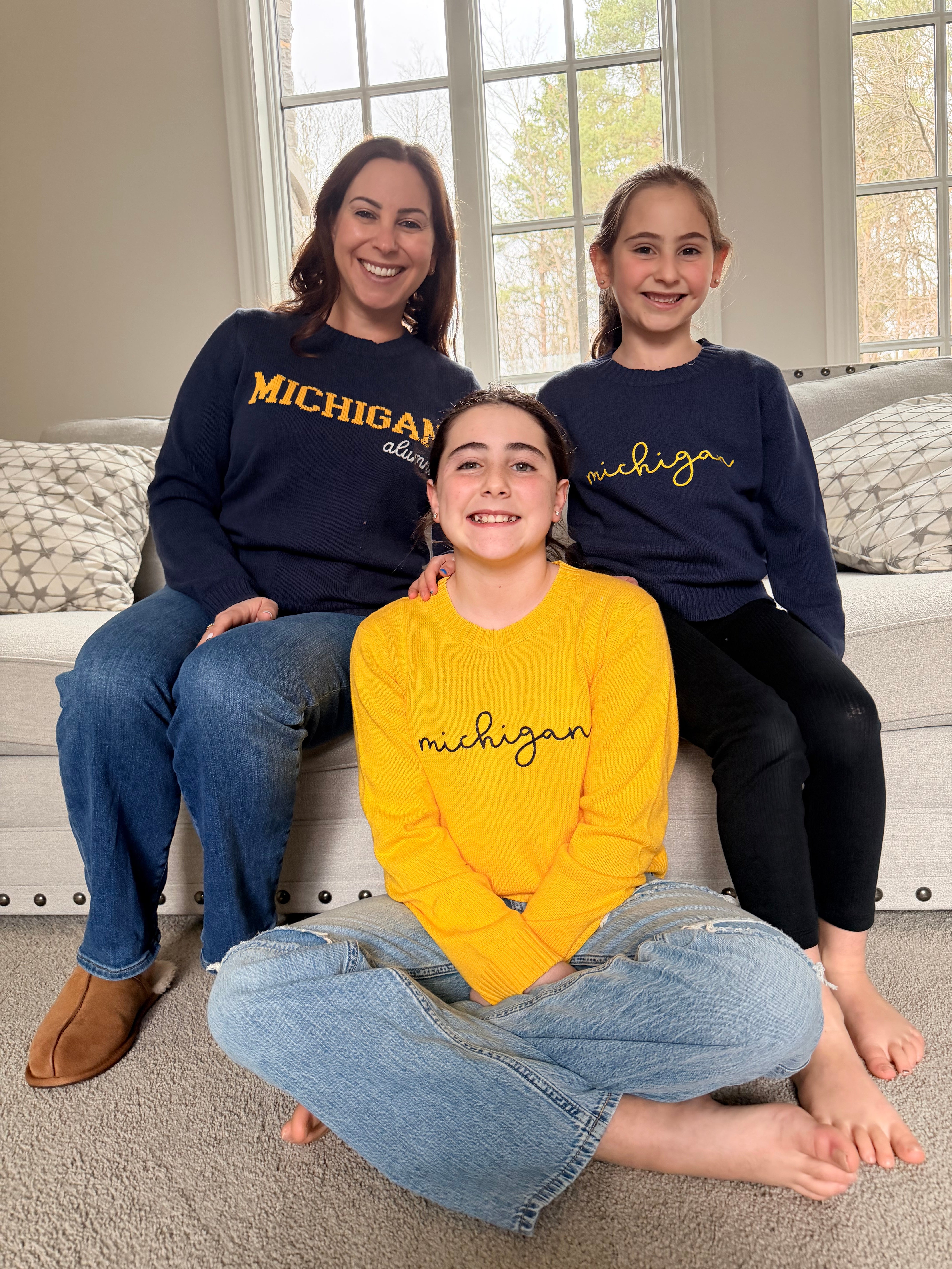 Navy Michigan Cursive Knit Sweater