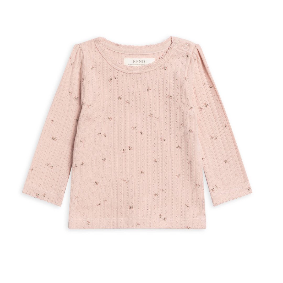 Kate Brushed Back Pointelle Long Sleeve Top