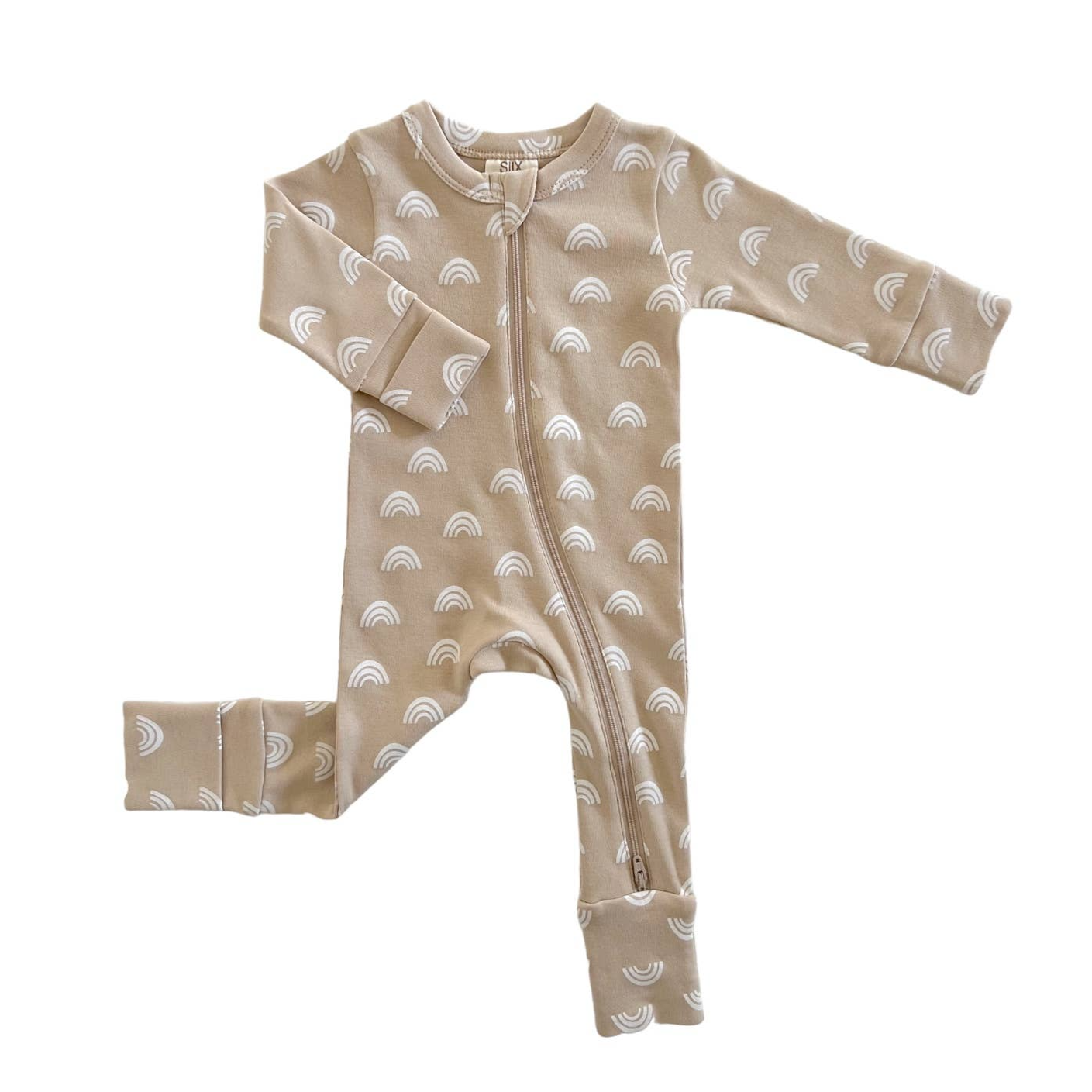 Tan Rainbow Organic 2-Way Zip Pajamas