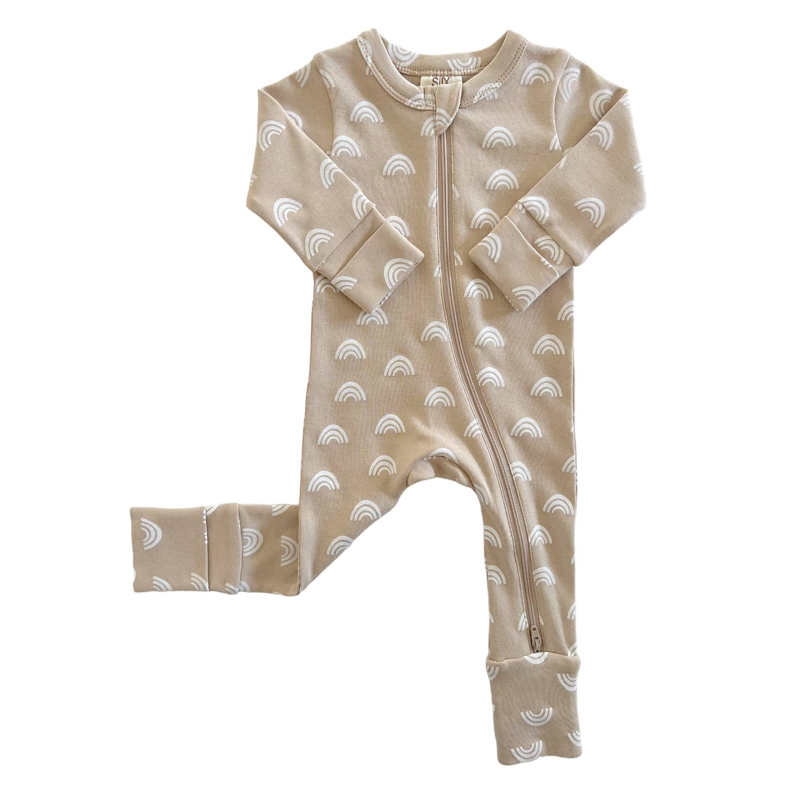 Tan Rainbow Organic 2-Way Zip Pajamas