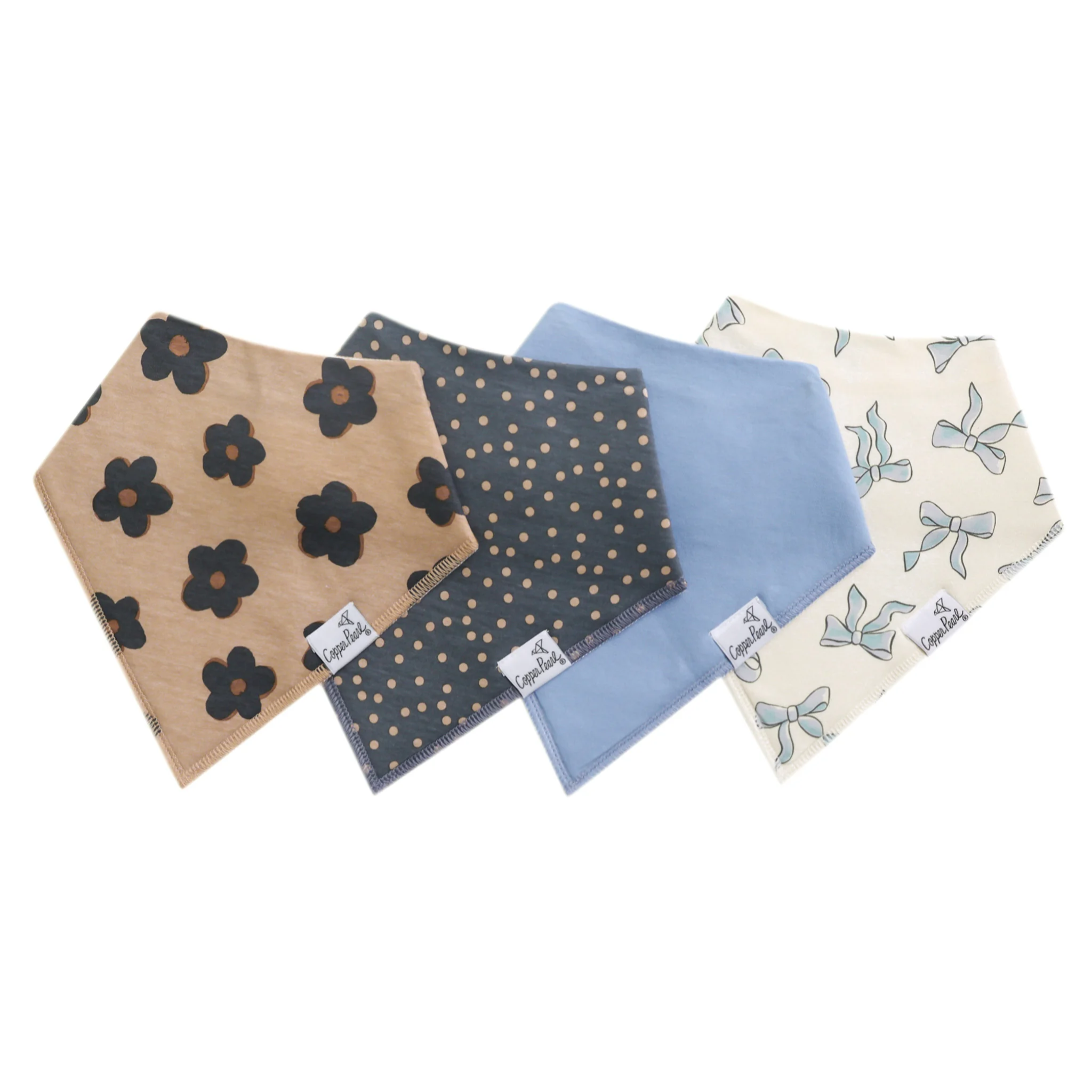 Gemma in Tan Bandana Bib Set 4-pack