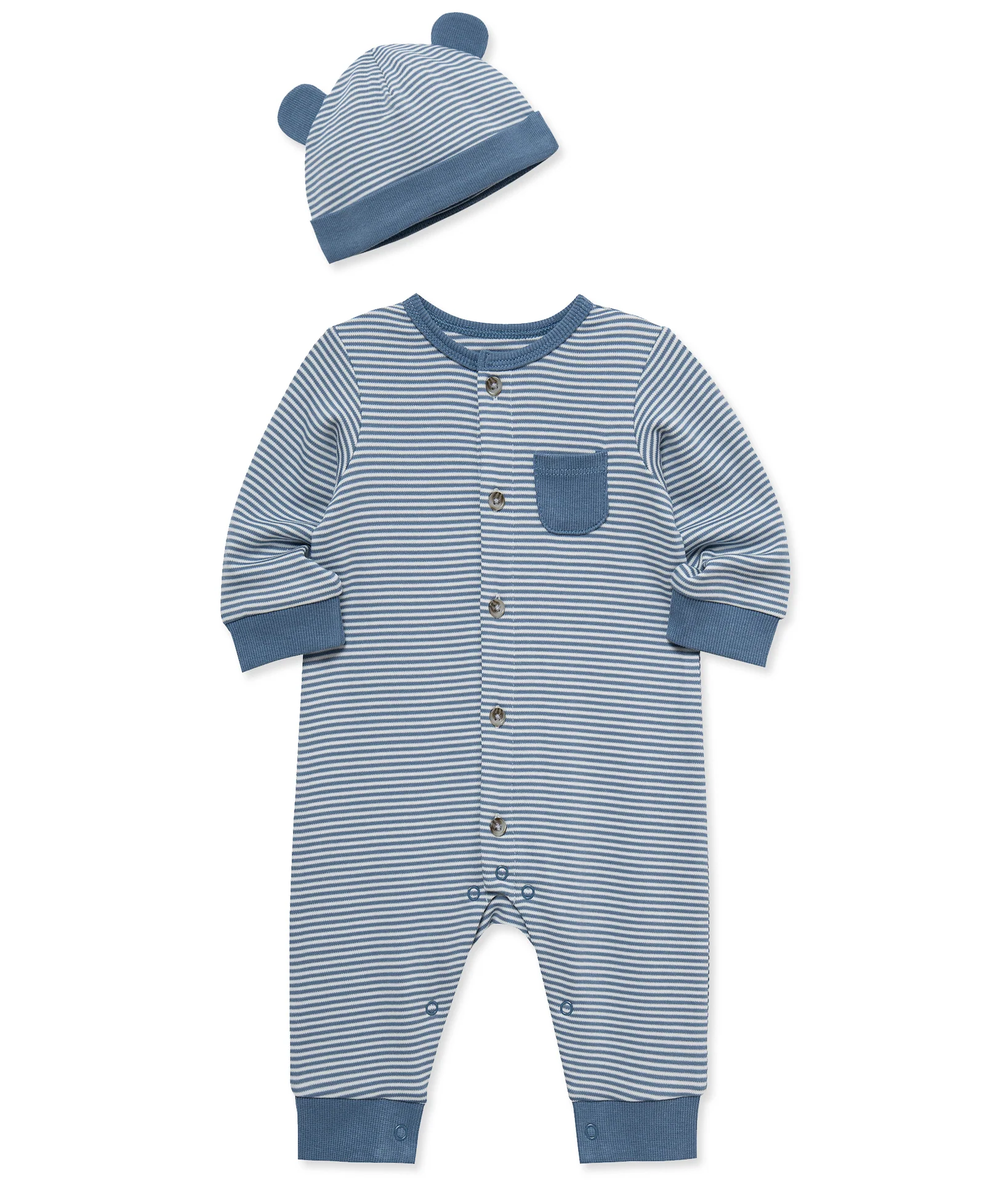 Navy Striped Coverall & Hat