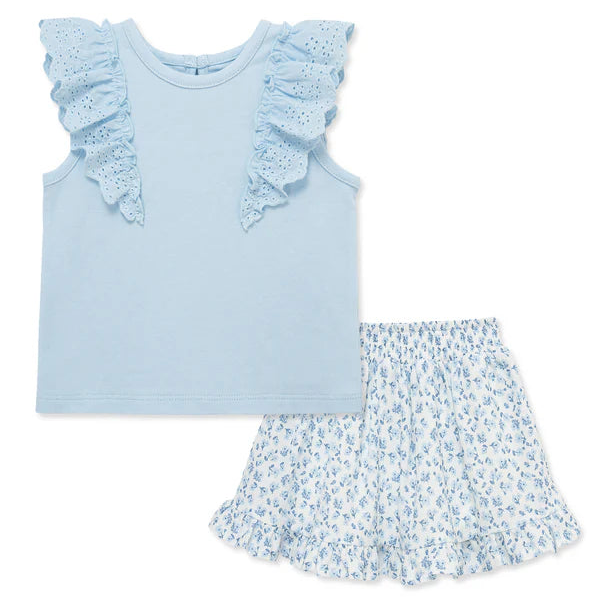 Blue Ditsy Skort Set