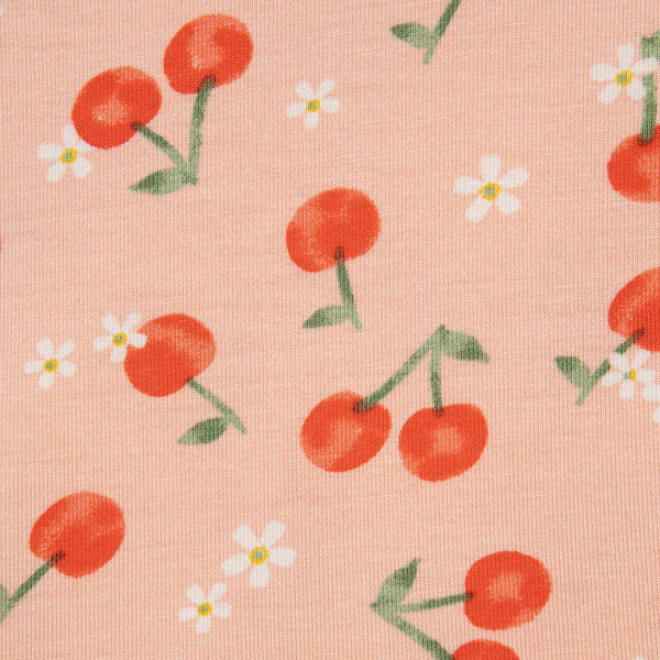 Pink Cherry Print Pajamas Short Sleeve Long Pant