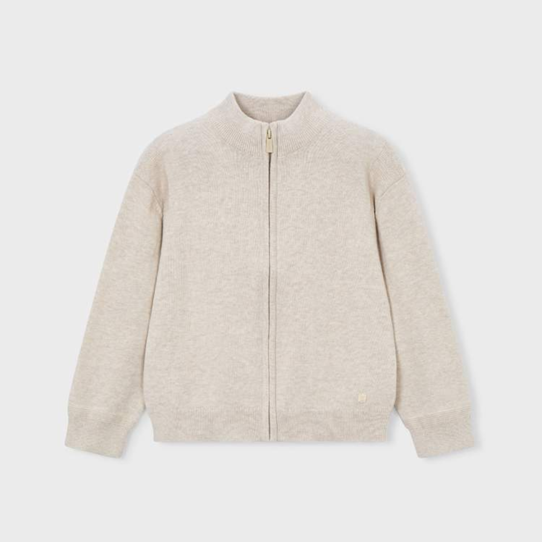 Oatmeal Zip Cardigan Sweater