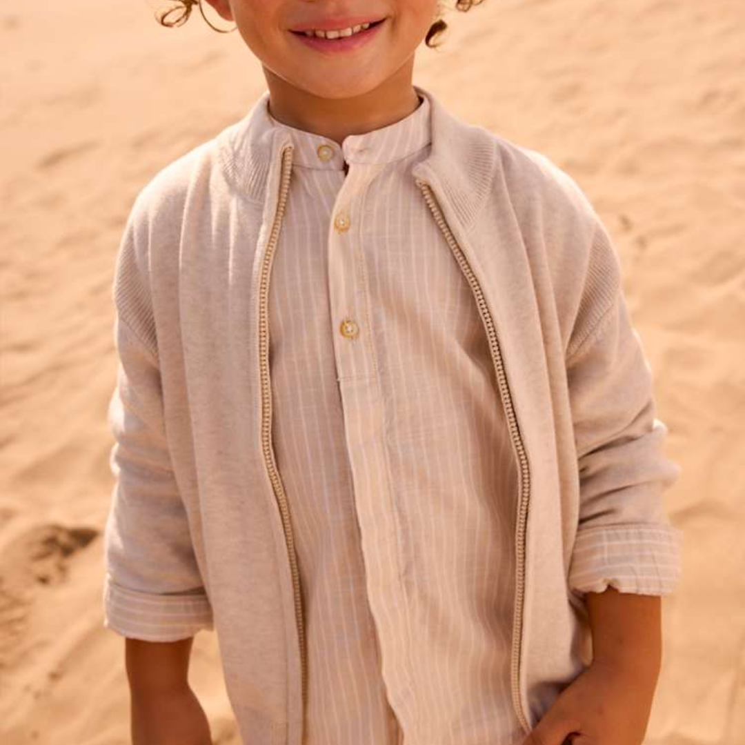 Oatmeal Zip Cardigan Sweater