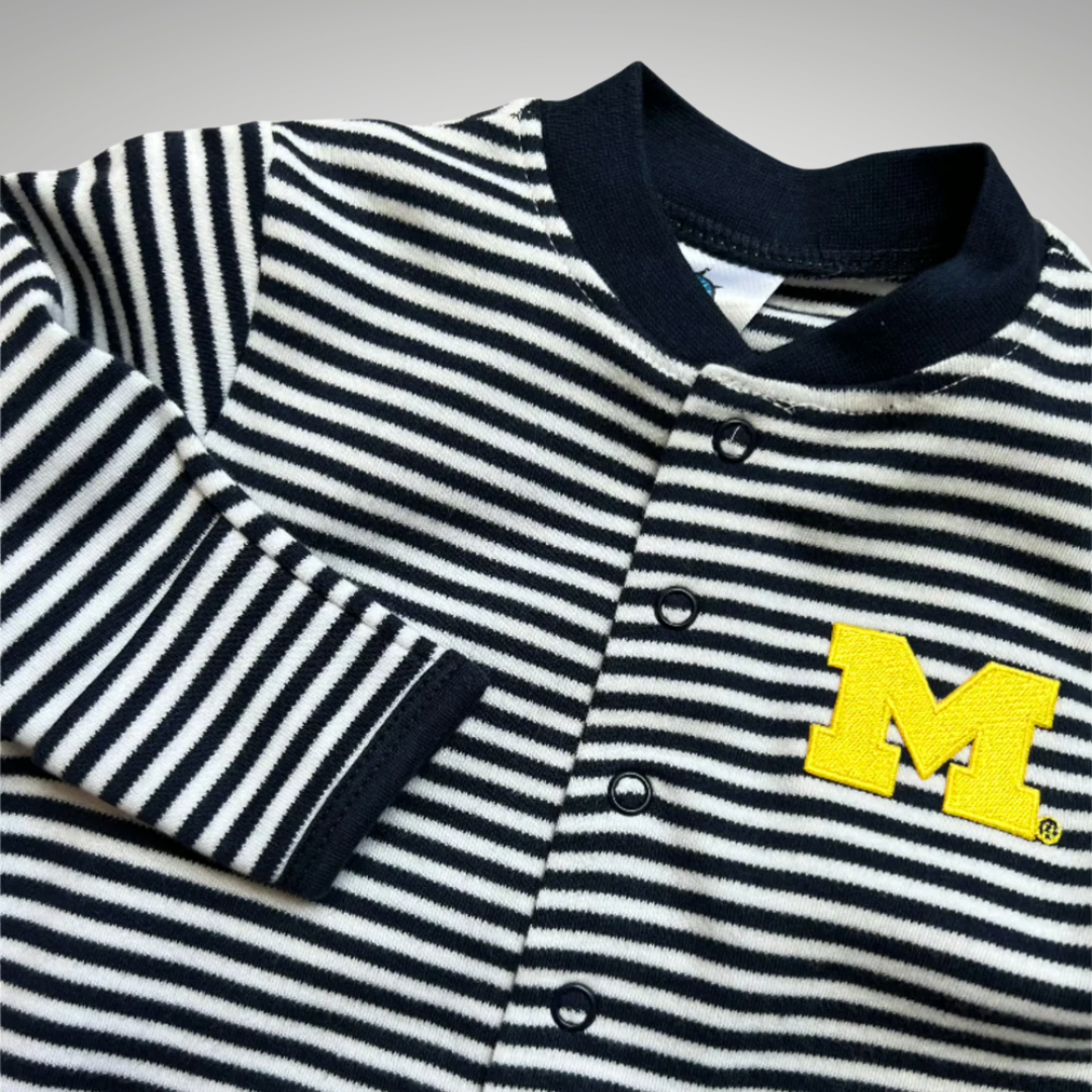Michigan Navy White Stripe Footie