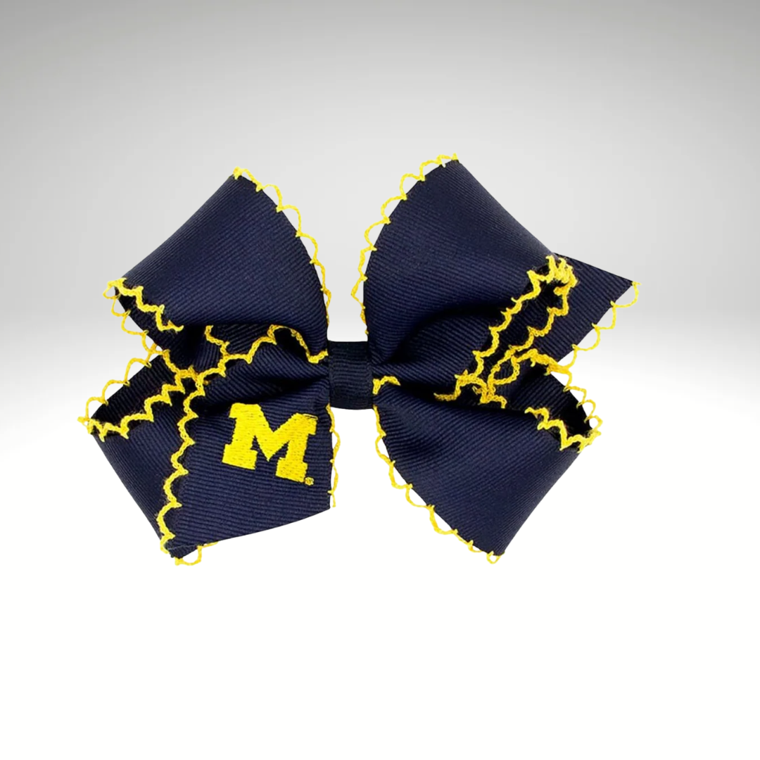 Michigan Gold Embroidered Moon Stitch Bow