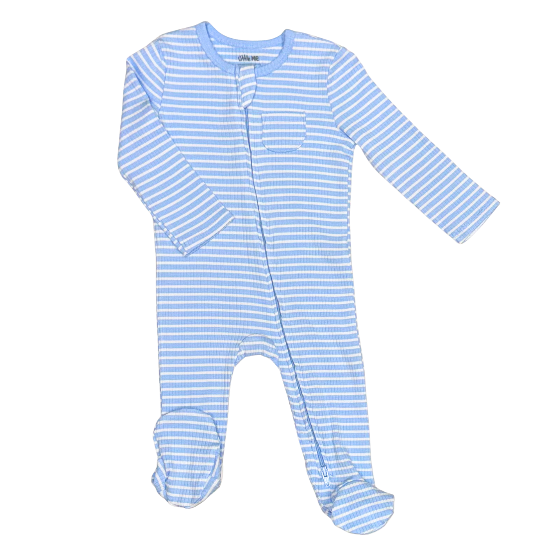 Blue Mini Stripes Footie