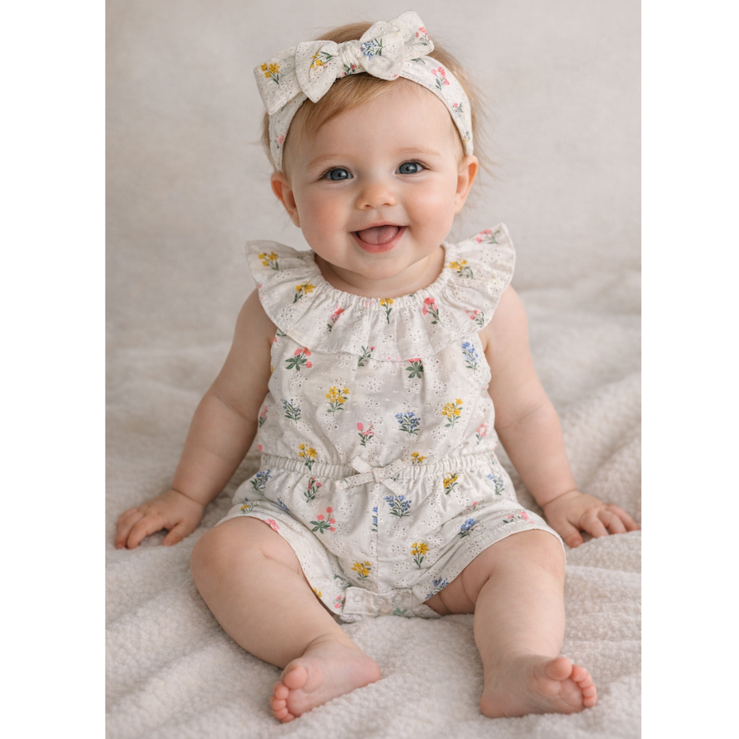 White Garden Eyelet Romper
