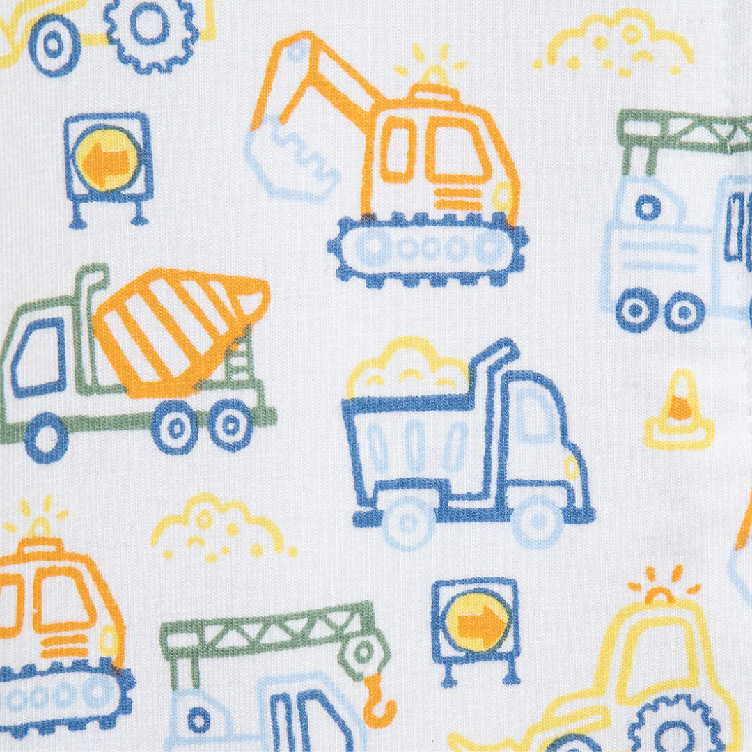 Blue Construction Vehicles Footie
