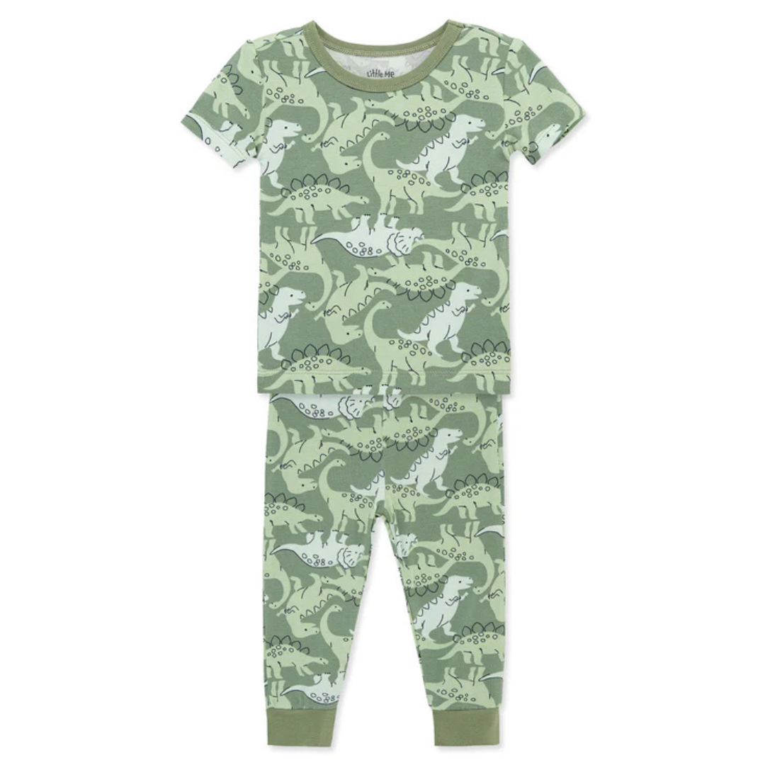 Dino Print Boy Pajamas Short Sleeve Long Pant