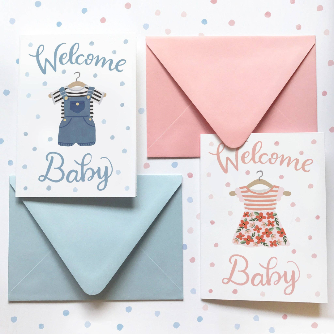 Welcome Baby Card - Boy or Girl | Baby Shower Congratulations Card