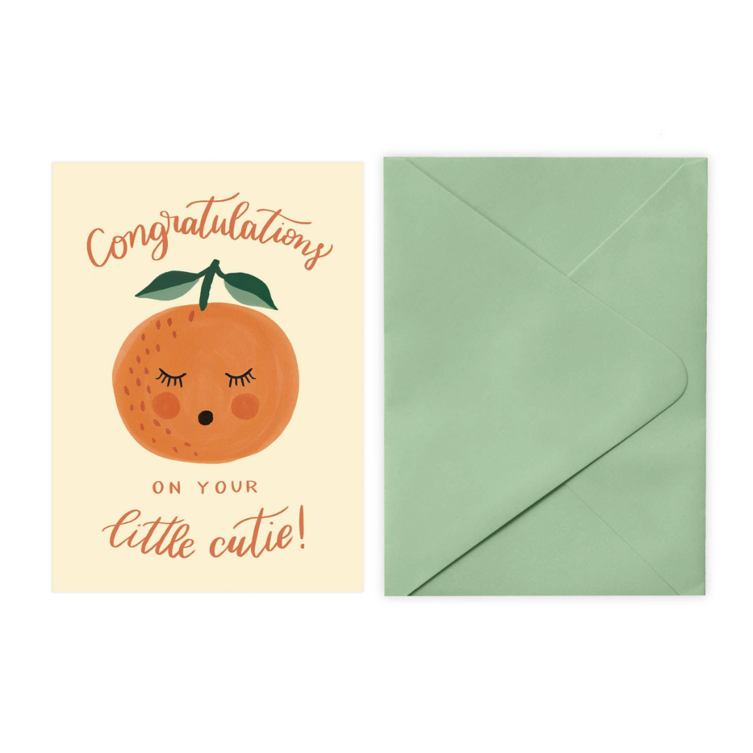 New Baby Card - Congratulations on Your Little Cutie | Mint Envelope